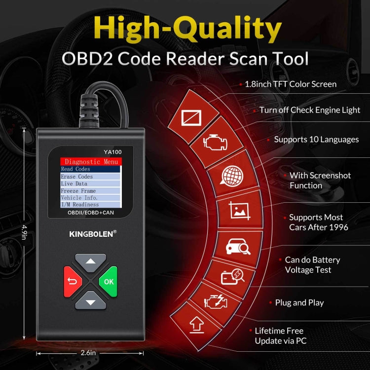 KINGBOLEN YA100 OBD2 Car Engine Fault Diagnosis Tool - Code Readers & Scan Tools by PMC TechLife | Online Shopping South Africa | PMC TechLife