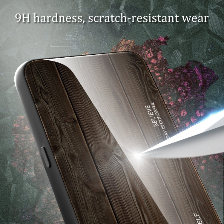 For Xiaomi Redmi 12C Wood Grain Glass Phone Case(Coffee) - Xiaomi Cases by PMC TechLife | Online Shopping South Africa | PMC TechLife