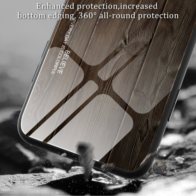 For Xiaomi Redmi 12C Wood Grain Glass Phone Case(Coffee) - Xiaomi Cases by PMC TechLife | Online Shopping South Africa | PMC TechLife