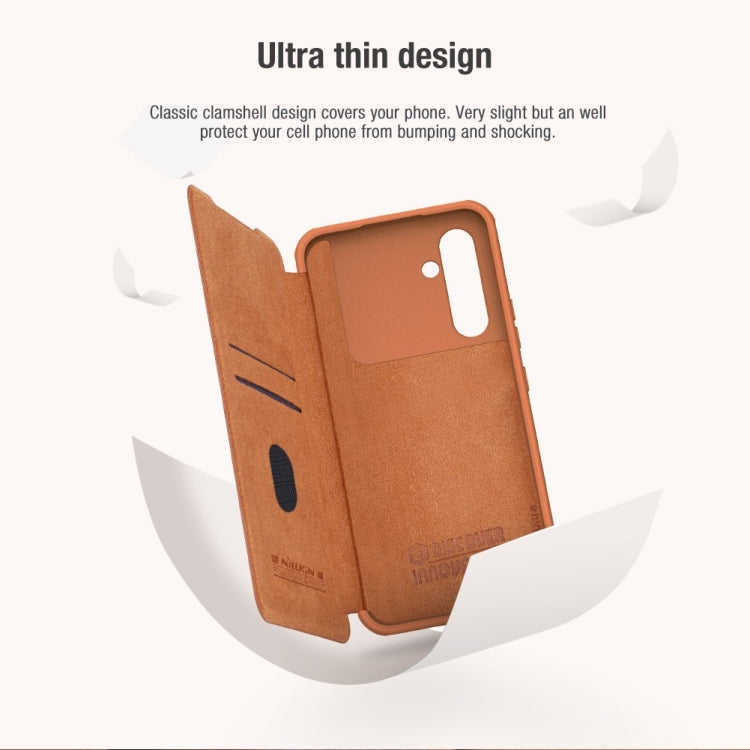 For Samsung Galaxy A54 5G NILLKIN QIN Series Pro Sliding Camera Cover Design Leather Phone Case(Brown) - Galaxy Phone Cases by NILLKIN | Online Shopping South Africa | PMC Jewellery