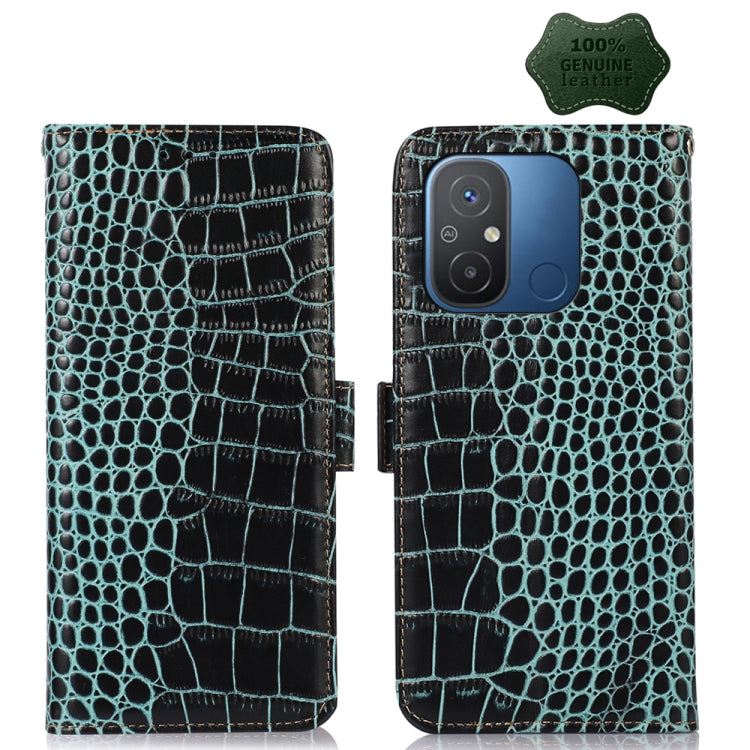 For Xiaomi Redmi 12C / 11A Crocodile Top Layer Cowhide Leather Phone Case(Green) - free shipping - PMC TechLife - Order now!