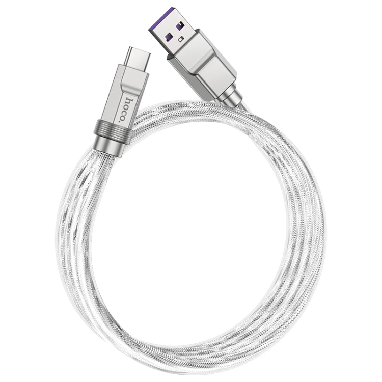 hoco U113 100W USB to USB-C/Type-C Silicone Fast Charging Data Cable, Length: 1m(Silver) - USB-C & Type-C Cable by hoco | Online Shopping South Africa | PMC Jewellery