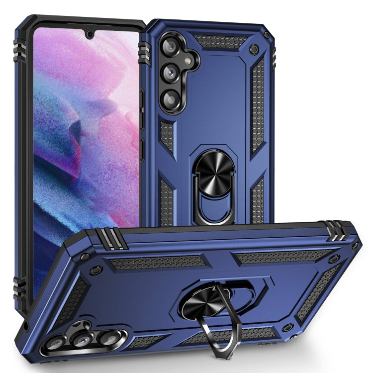 For Samsung Galaxy A34 Shockproof TPU + PC Phone Case with Holder(Blue) - free shipping - PMC TechLife - Order now!