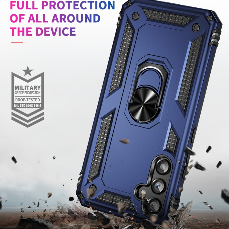 For Samsung Galaxy A34 Shockproof TPU + PC Phone Case with Holder(Blue) - free shipping - PMC TechLife - Order now!