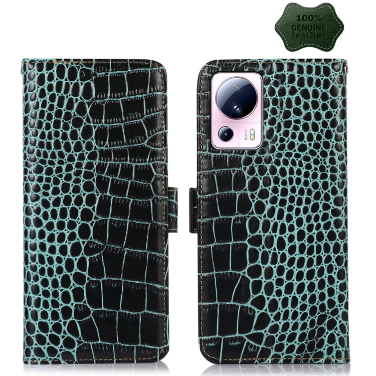 For Xiaomi 13 Lite / Civi 2 Crocodile Top Layer Cowhide Leather Phone Case(Green) - 13 Lite Cases by PMC Jewellery | Online Shopping South Africa | PMC Jewellery