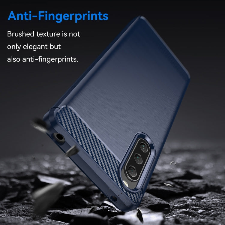 For Sony Xperia 10 V Brushed Texture Carbon Fiber TPU Phone Case(Blue) - Sony Cases by PMC TechLife | Online Shopping South Africa | PMC TechLife | Buy Now Pay Later Mobicred