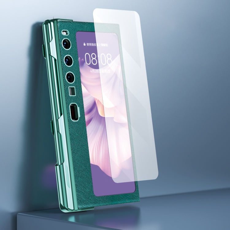 For Huawei Mate Xs 2 integrated Cross Pattern Electroplating All-inclusive Phone Case with Stand(Black) - Huawei Cases by PMC TechLife | Online Shopping South Africa | PMC TechLife | Buy Now Pay Later Mobicred