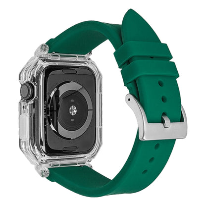 Crystal Clear Polycarbonate Case Silicone Watch Band For Apple Watch Series 8&7 45mm / SE 2&6&SE&5&4 44mm / 3&2&1 42mm(Green) - Watch Cases by PMC Jewellery | Online Shopping South Africa | PMC Jewellery | Buy Now Pay Later Mobicred