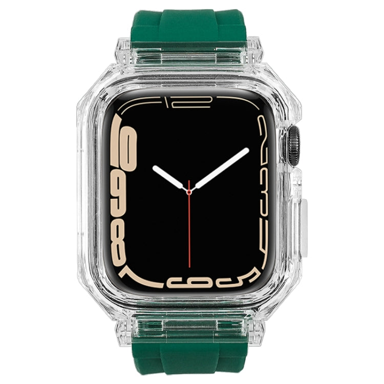 Crystal Clear Polycarbonate Case Silicone Watch Band For Apple Watch Series 8&7 45mm / SE 2&6&SE&5&4 44mm / 3&2&1 42mm(Green) - Watch Cases by PMC Jewellery | Online Shopping South Africa | PMC Jewellery | Buy Now Pay Later Mobicred