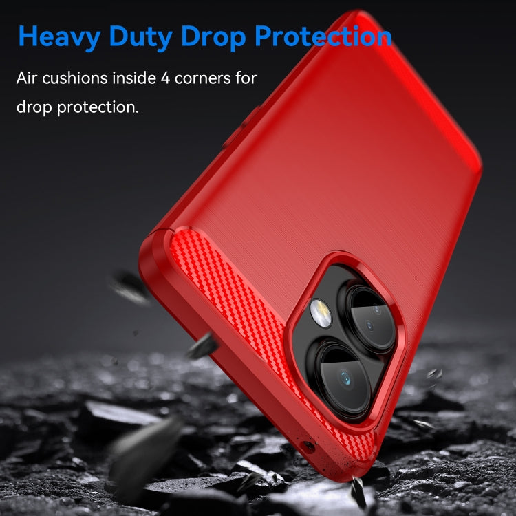 For OnePlus Nord CE 3 Brushed Texture Carbon Fiber TPU Phone Case(Red) - free shipping - PMC TechLife - Order now!