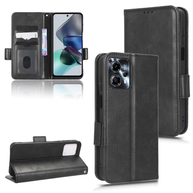 For Motorola Moto G13 / G23 4G Symmetrical Triangle Leather Phone Case(Black) - Motorola Cases by PMC TechLife | Online Shopping South Africa | PMC TechLife | Buy Now Pay Later Mobicred