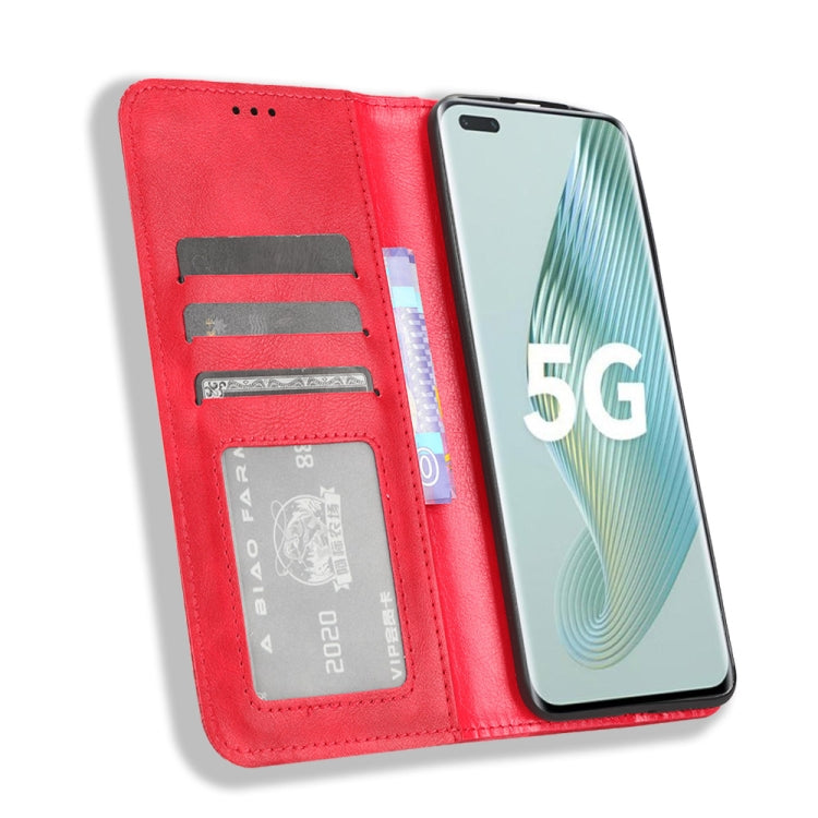 For Honor Magic5 Pro Magnetic Buckle Retro Texture Leather Phone Case(Red) - free shipping - PMC TechLife - Order now!