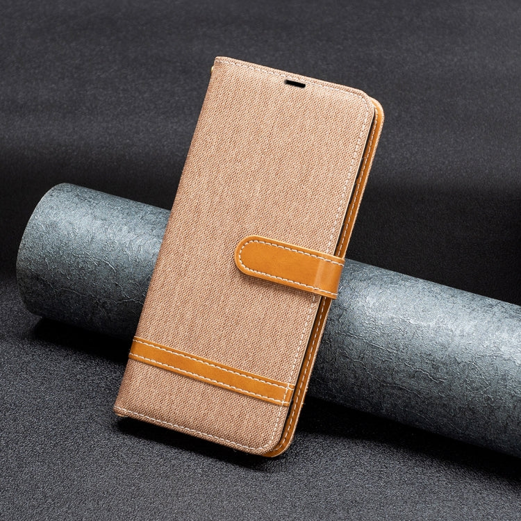 For Samsung Galaxy M14 5G Color Block Denim Texture Leather Phone Case(Brown) - free shipping - PMC TechLife - Order now!