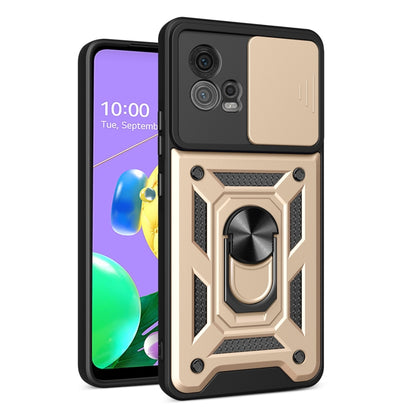 For Motorola Moto G72 Sliding Camera Cover Design TPU+PC Phone Case(Gold) - Motorola Cases by PMC Jewellery | Online Shopping South Africa | PMC Jewellery