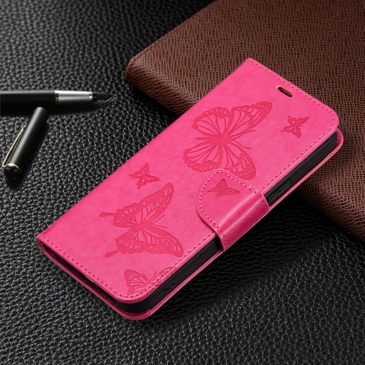 For Xiaomi Redmi Note 12 4G Global Two Butterflies Embossing Leather Phone Case(Rose Red) - Note 12 Cases by PMC Jewellery | Online Shopping South Africa | PMC Jewellery