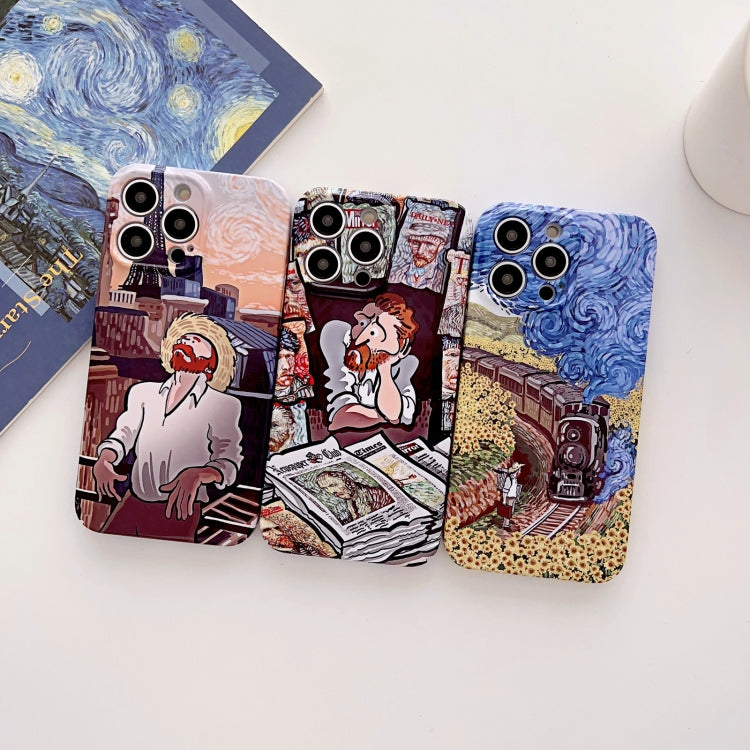 For iPhone 14 Precise Hole Oil Painting Glossy PC Phone Case(Tower) - iPhone 14 Cases by PMC Jewellery | Online Shopping South Africa | PMC Jewellery