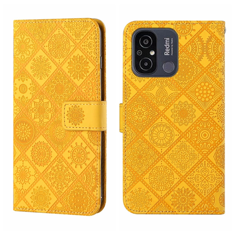 For Xiaomi Redmi 12C Ethnic Style Embossed Pattern Leather Phone Case(Yellow) - free shipping - PMC TechLife - Order now!
