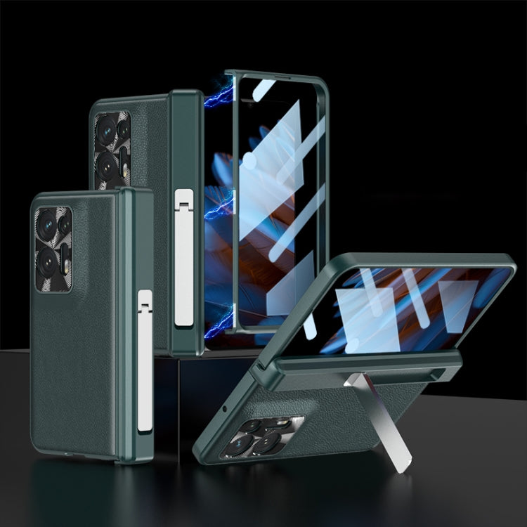 For OPPO Find N2 GKK Magnetic Hinge Flip Leather Phone Case with Holder(Green) - free shipping - PMC TechLife - Order now!