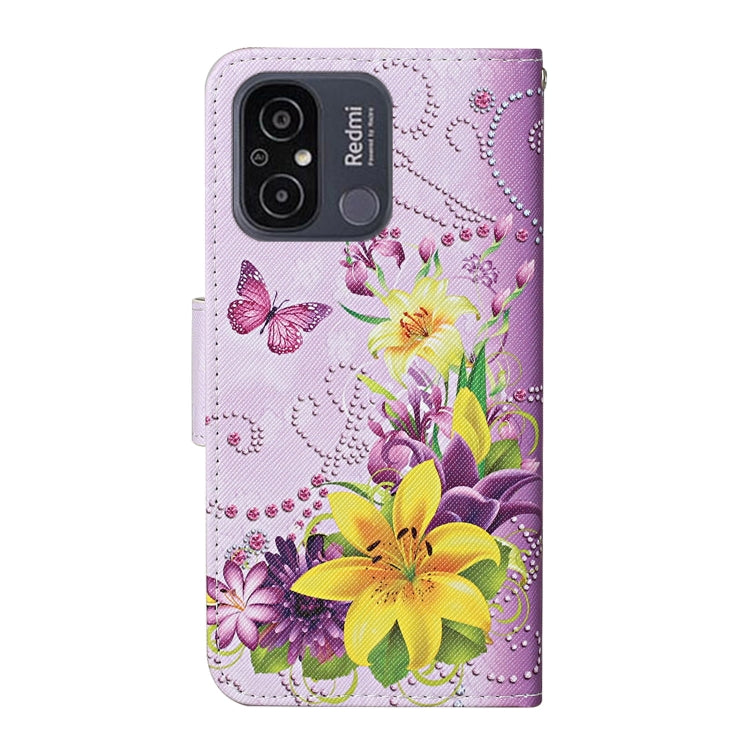 For Xiaomi Redmi 12C Colored Drawing Pattern Flip Leather Phone Case(Yellow Flower Butterfly) - free shipping - PMC TechLife - Order now!