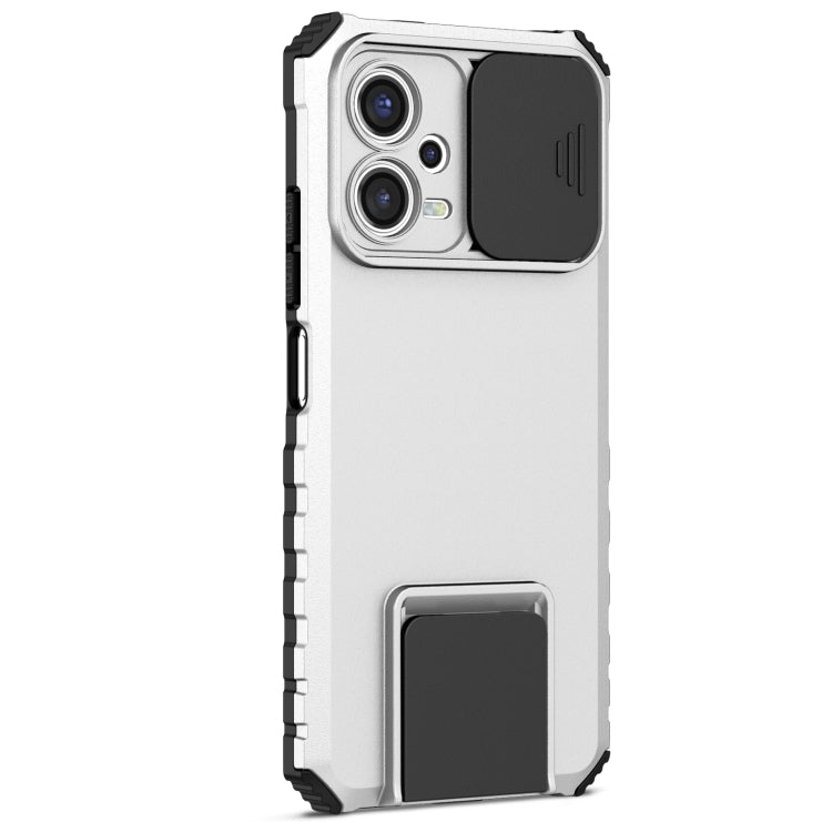 For Xiaomi Redmi Note 12 5G / Poco X5 Stereoscopic Holder Sliding Camshield Phone Case(White) - free shipping - PMC TechLife - Order now!