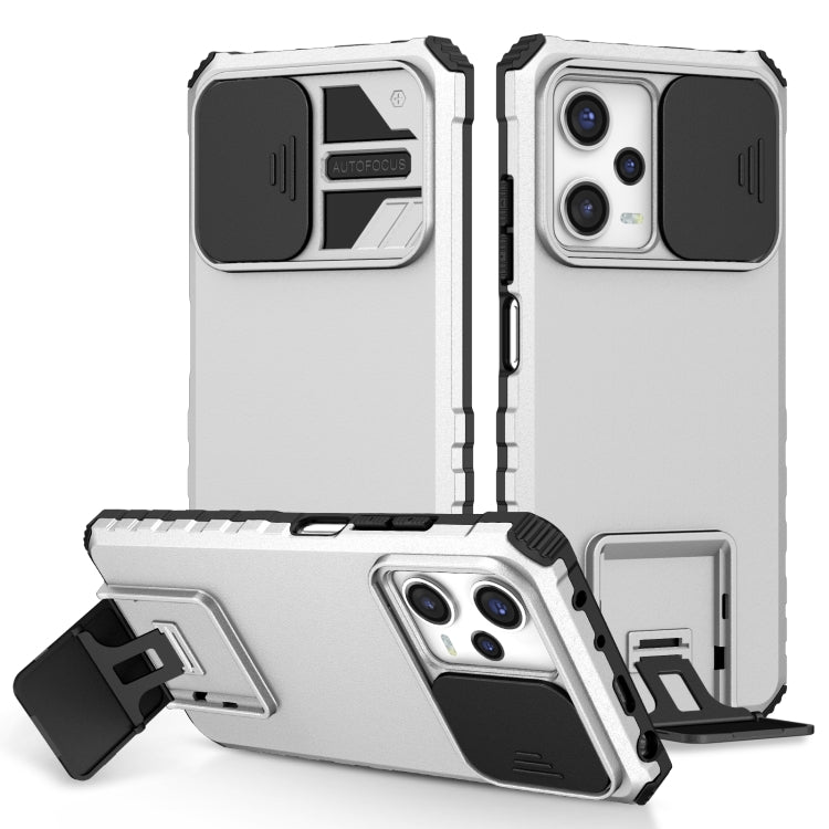 For Xiaomi Redmi Note 12 Pro 5G / Poco X5 Pro Stereoscopic Holder Sliding Camshield Phone Case(White) - Note 12 Pro Cases by PMC Jewellery | Online Shopping South Africa | PMC Jewellery