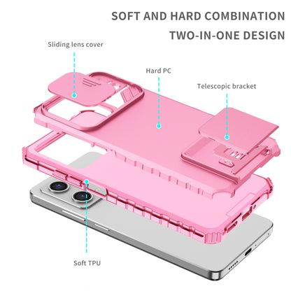 For Xiaomi Redmi Note 12 Pro 5G / Poco X5 Pro Stereoscopic Holder Sliding Camshield Phone Case(Pink) - Note 12 Pro Cases by PMC Jewellery | Online Shopping South Africa | PMC Jewellery