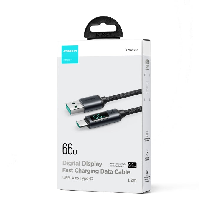 JOYROOM S-AC066A16 6A USB to USB-C / Type-C Digital Display Fast Charging Data Cable, Length:1.2m(Black) - free shipping - PMC TechLife - Order now!