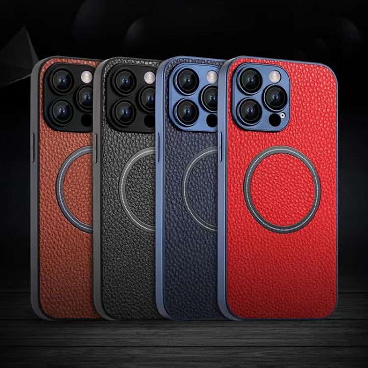 For iPhone 11 Pro Skin Feel Litchi Texture MagSafe Magnetic Phone Case(Blue) - iPhone 11 Pro Cases by PMC TechLife | Online Shopping South Africa | PMC TechLife | Buy Now Pay Later Mobicred