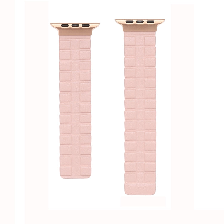 Square Two-section Leather Magnetic Watch Band For Apple Watch Series 8&7 41mm / SE 2&6&SE&5&4 40mm / 3&2&1 38mm(Pink) -  by PMC Jewellery | Online Shopping South Africa | PMC Jewellery