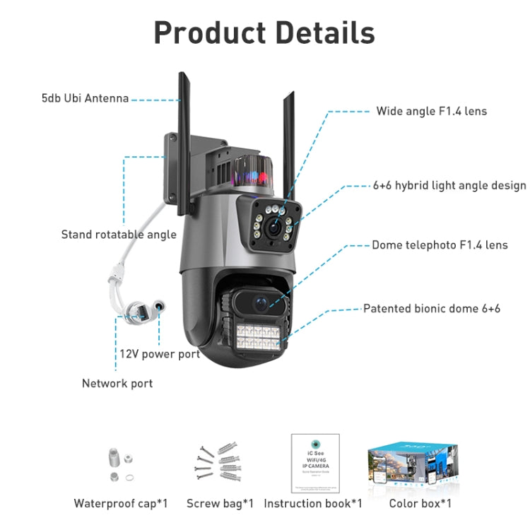 QX81 Humanoid Recognition AI Alarm WIFI Spherical Dual 2MP IP Camera, Plug:US Plug - free shipping - PMC TechLife - Order now!