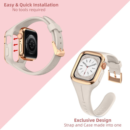 Stainless Steel Frame Silicone Watch Band For Apple Watch Series 8&7 41mm / SE 2&6&SE&5&4 40mm / 3&2&1 38mm(Starlight) -  by PMC Jewellery | Online Shopping South Africa | PMC Jewellery