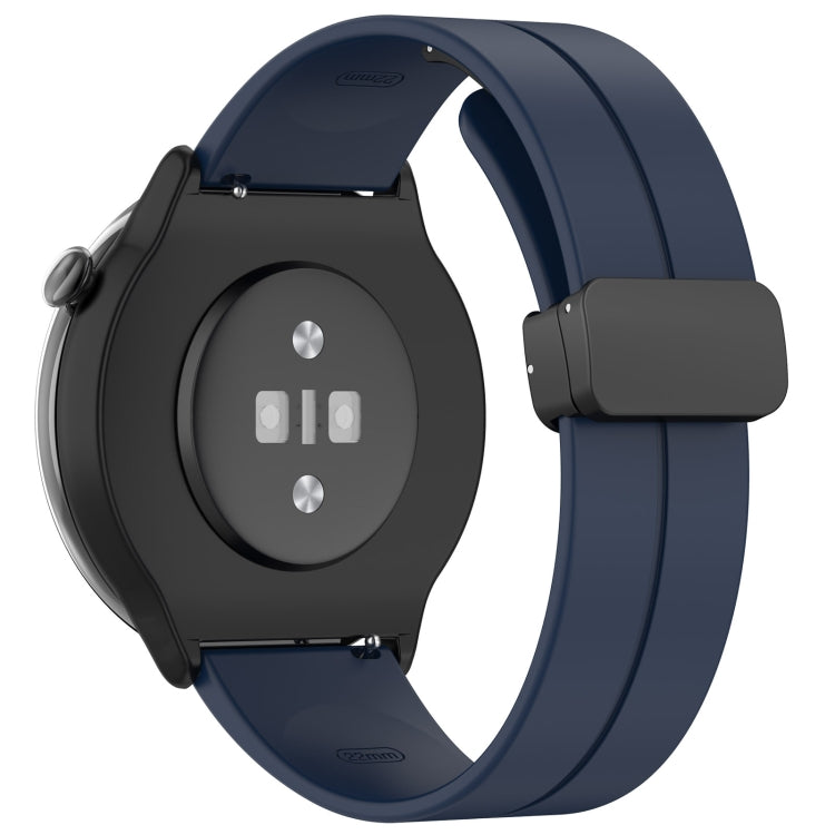 For Amazfit GTR Mini Magnetic Fold Clasp Black Buckle Silicone Watch Band(Midnight Blue) -  by PMC Jewellery | Online Shopping South Africa | PMC Jewellery