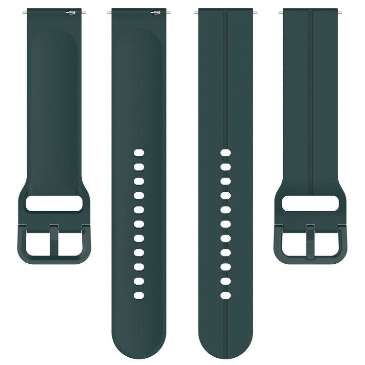 For Amazfit GTR Mini 20mm Flat Head Groove Reverse Buckle Silicone Watch Band(Dark Green) -  by PMC Jewellery | Online Shopping South Africa | PMC Jewellery