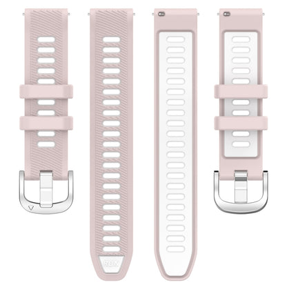 For Amazfit GTR Mini 20mm Cross Texture Two Color Silicone Stainless Steel Buckle Watch Band(Pink White) -  by PMC Jewellery | Online Shopping South Africa | PMC Jewellery