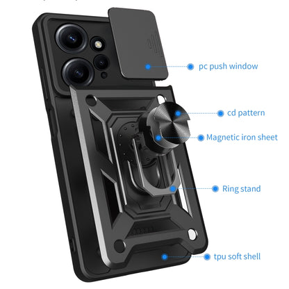 For Xiaomi Redmi Note 12 4G Global Sliding Camera Cover Design Phone Case(Black) - Note 12 Cases by PMC Jewellery | Online Shopping South Africa | PMC Jewellery