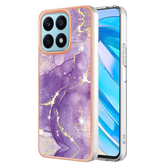 For Honor X8a Electroplating Marble Dual-side IMD Phone Case(Purple 002) - Honor Cases by PMC Jewellery | Online Shopping South Africa | PMC Jewellery