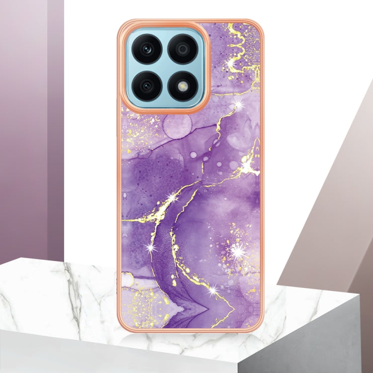 For Honor X8a Electroplating Marble Dual-side IMD Phone Case(Purple 002) - Honor Cases by PMC Jewellery | Online Shopping South Africa | PMC Jewellery