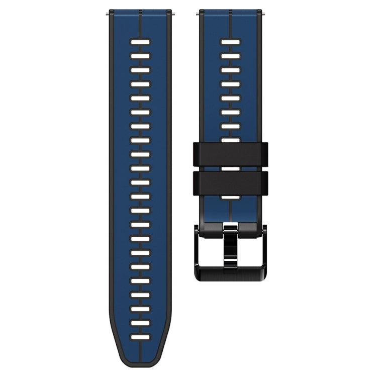 22mm Universal Vertical Line Two-Color Silicone Watch Band(Dark Blue+Black) - Smart Wear by PMC Jewellery | Online Shopping South Africa | PMC Jewellery