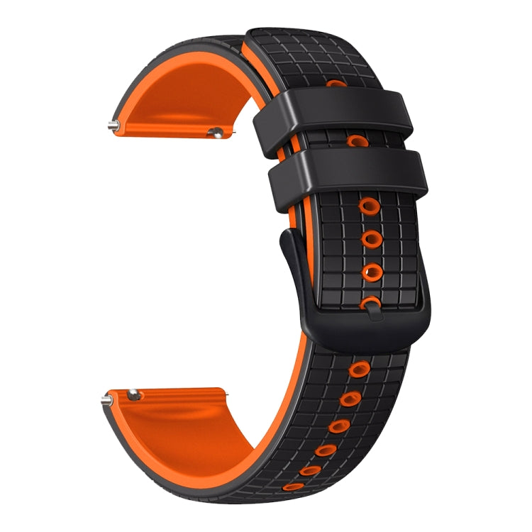 20mm Universal Mesh Two-Tone Silicone Watch Band(Black Orange) - Smart Wear by PMC Jewellery | Online Shopping South Africa | PMC Jewellery