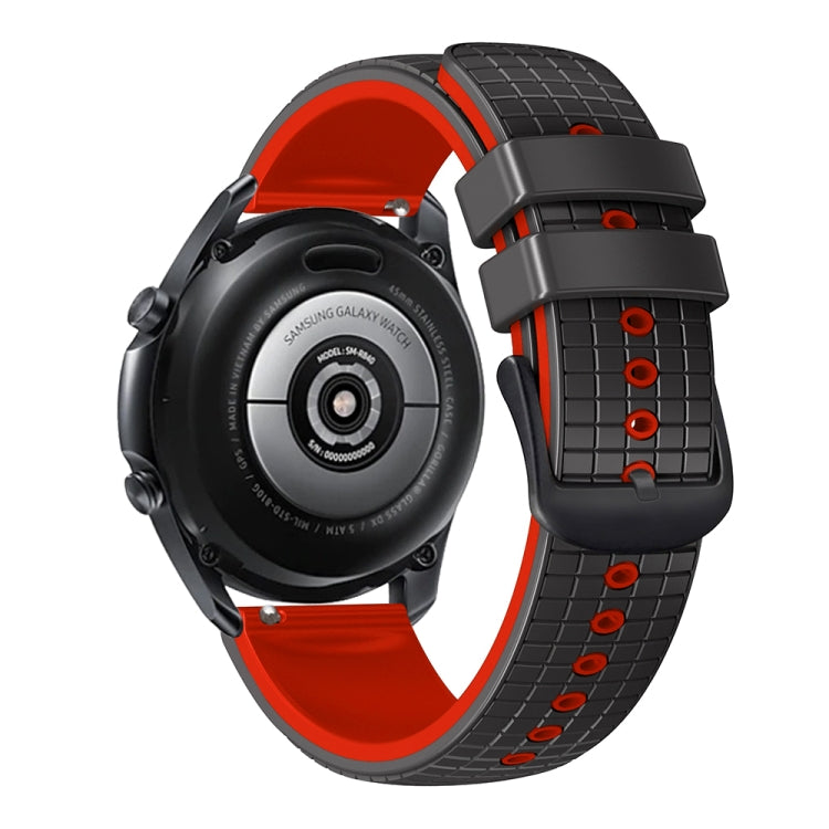 22mm Universal Mesh Two-Tone Silicone Watch Band(Black Red) - Smart Wear by PMC TechLife | Online Shopping South Africa | PMC TechLife