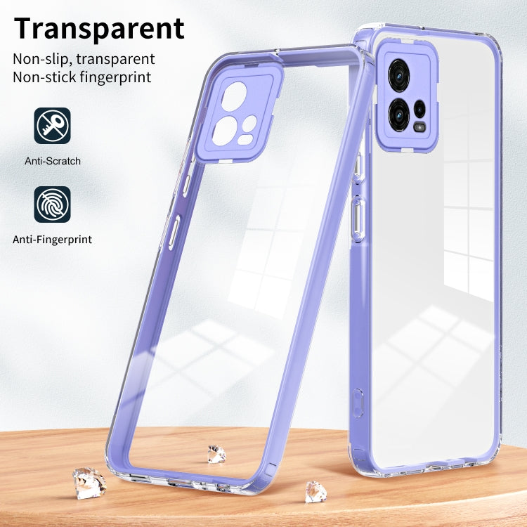 For Motorola Moto G72 5G 3 in 1 Clear TPU Color PC Frame Phone Case(Purple) - Motorola Cases by PMC Jewellery | Online Shopping South Africa | PMC Jewellery