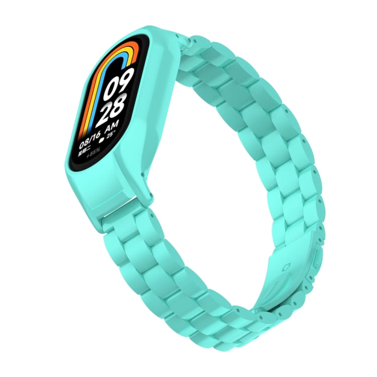 For Xiaomi Mi Band 8 Integrated Metal Case + Three-bead Watch Band(Tiffany Blue) - Smart Wear by PMC Jewellery | Online Shopping South Africa | PMC Jewellery