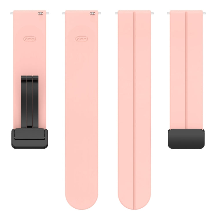 22mm Universal Flat Head Groove Folding Black Buckle Silicone Watch Band(Light Pink) - Smart Wear by PMC TechLife | Online Shopping South Africa | PMC TechLife