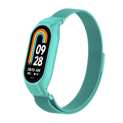 For Xiaomi Mi Band 8 Integrated Metal Case + Milanese Magnetic Watch Band(Tiffany Blue) - Smart Wear by PMC Jewellery | Online Shopping South Africa | PMC Jewellery