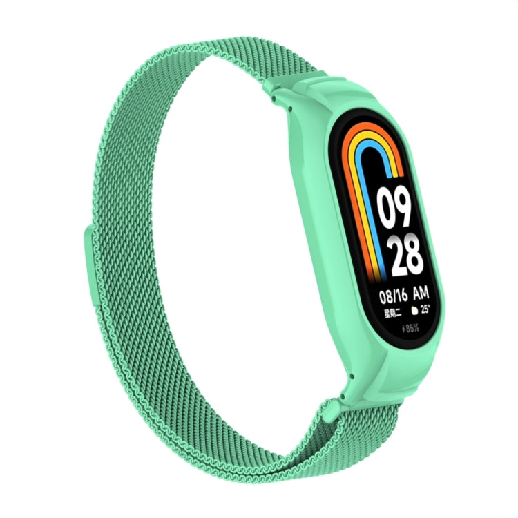 For Xiaomi Mi Band 8 Integrated Metal Case + Milanese Magnetic Watch Band(Blue Sea) - Smart Wear by PMC Jewellery | Online Shopping South Africa | PMC Jewellery