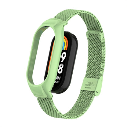 For Xiaomi Mi Band 8 Integrated Metal Case + Steel Mesh Buckle Watch Band(Matcha Green) - Smart Wear by PMC Jewellery | Online Shopping South Africa | PMC Jewellery