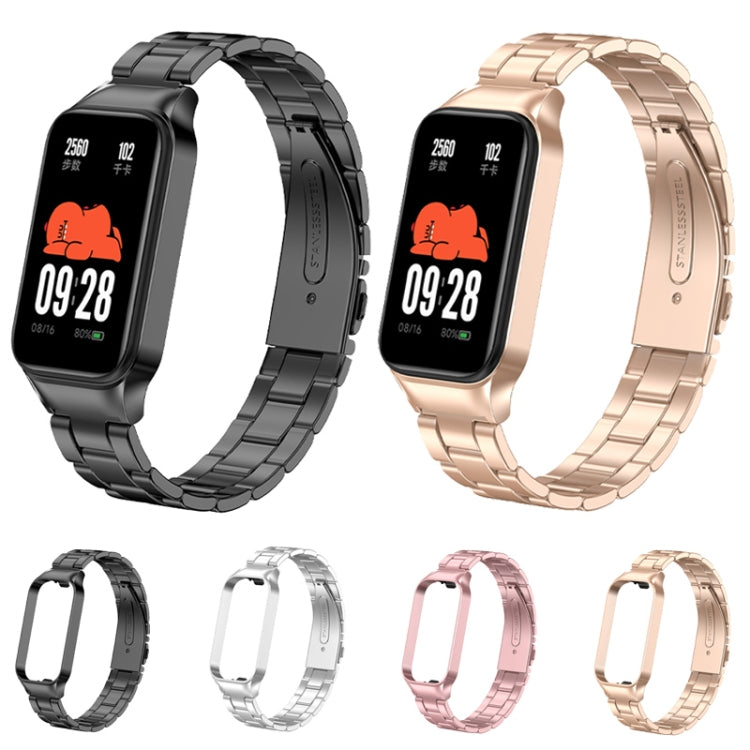 For Redmi Band 2 Three-bead Metal Watch Band(Black) - Smart Wear by PMC TechLife | Online Shopping South Africa | PMC TechLife