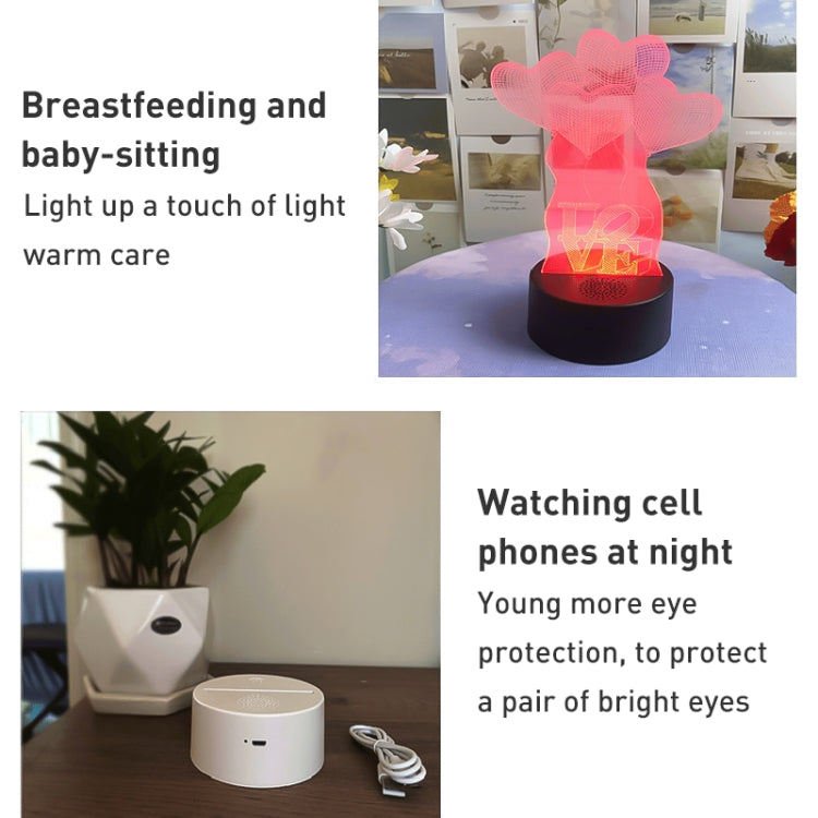 A189 LED Colorful 3D Night Light Bluetooth Speaker Base(White Round) - Desktop Speaker by PMC Jewellery | Online Shopping South Africa | PMC Jewellery