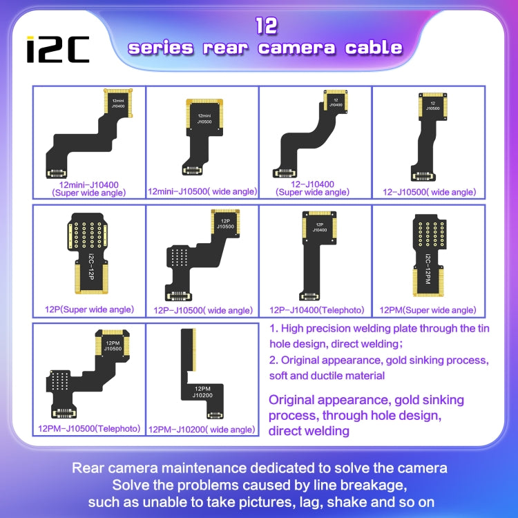 For iPhone 12 Pro J10500 i2C Back Facing Wide Camera Cable - Flex Cable by PMC TechLife | Online Shopping South Africa | PMC TechLife