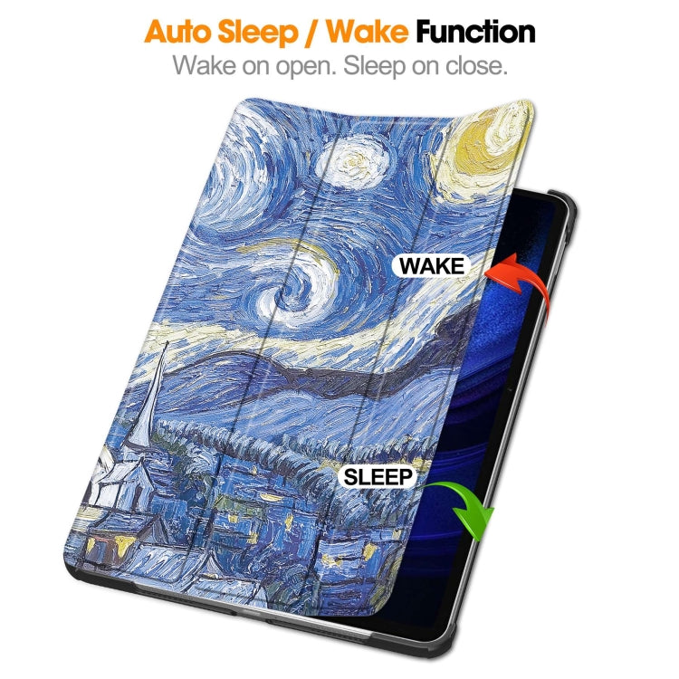 For Xiaomi Pad 6 / 6 Pro Custer Painted 3-Fold Stand Leather Smart Tablet Case(Starry Sky) - free shipping - PMC TechLife - Order now!